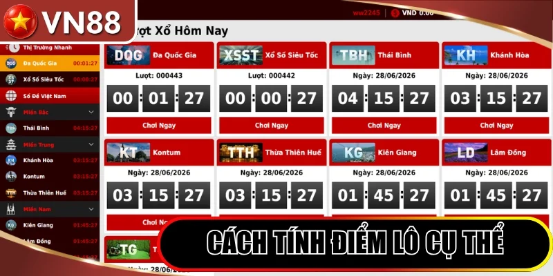 Cách tính điểm lô cụ thể của khu vực miền Nam và Trung