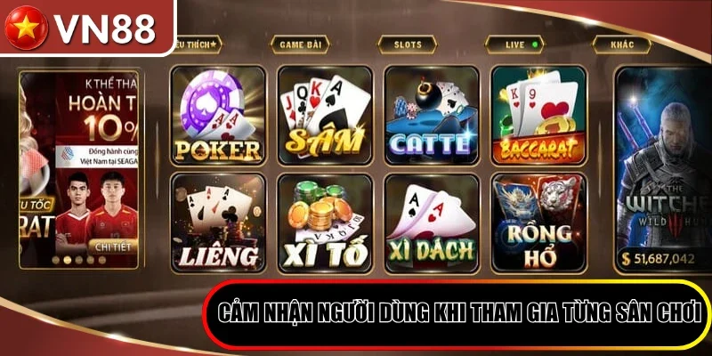 Cảm nhận người dùng khi tham gia từng sân chơi